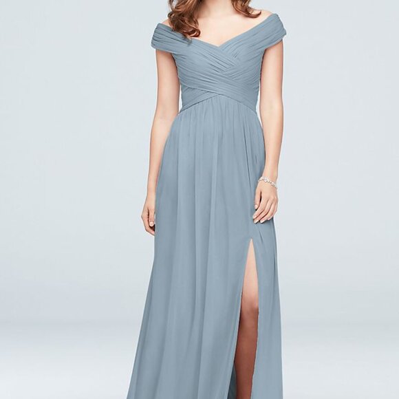 DAVID'S BRIDAL light blue bridesmaid dresses size 0&2 - Picture 1 of 7